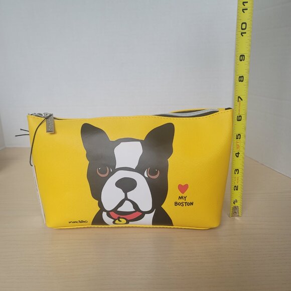 Marc Tetro Love My Boston Terrier Dog Large Yellow Make Up Travel Zip Bag Pouch - Picture 10 of 11